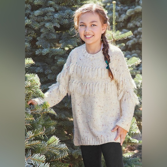 Matilda Jane 435 Turtle Dove Fringe Confetti Knit Girls Sweater size 10 NWT - Picture 1 of 6